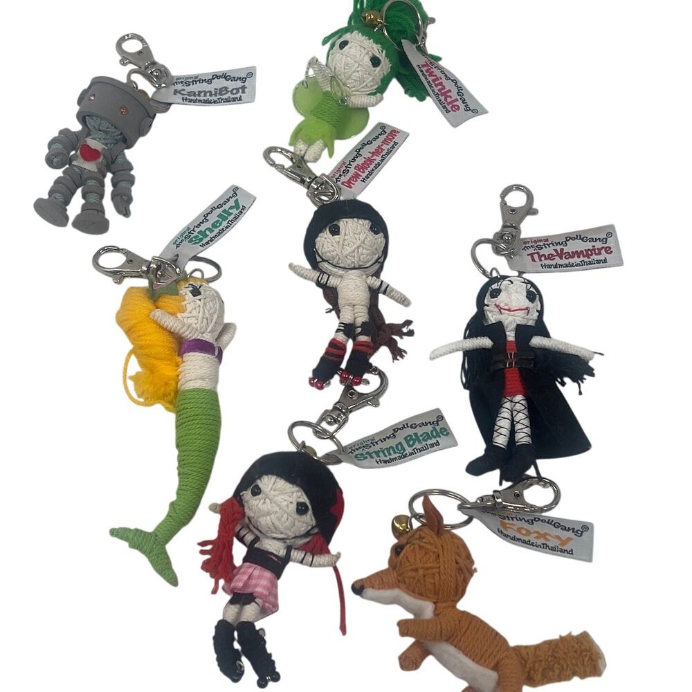 Set of 7  Kamibashi the String Doll Gang Keychains Kamibot Foxy the Vampire
